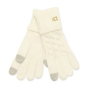 NWT'S Women's Coach Cable Stitch Touchscreen Gloves in Chalk One Size